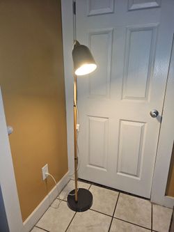 Modern Floor Lamp with Wood Pole