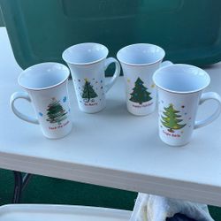 4 Christmas Mugs By Living Quarters