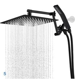 G-Promise All Metal 12 Inches Rainfall Shower Head with Handheld Spray Combo, 3 Settings Diverter, Adjustable Extension Arm with Lock Joints