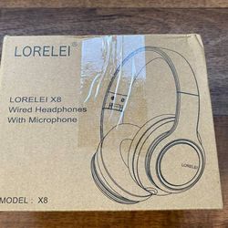 Brand New Wired Headphones-Padded Ear Cups-Microphone-3.5mm Audio Jack