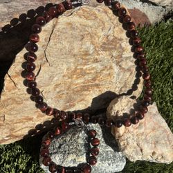 Red Tigers Eye Necklace And Bracelet 