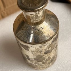 8 Bud Vases Antique Silver Color. Glass