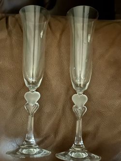 Heart Stem Champagne Flutes Set of 2