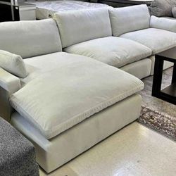 Sophie 3 Piece Ivory Laf Sectional with Chaise