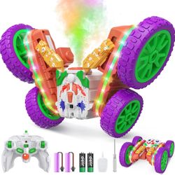 Brandnew Remote Control Car,RC Cars with Sides Light and Headlights,360°Rotating 4WD Spray RC Stunt Car,2.4Ghz All Terrain Toy Car for Boys Age 4-7 Ki