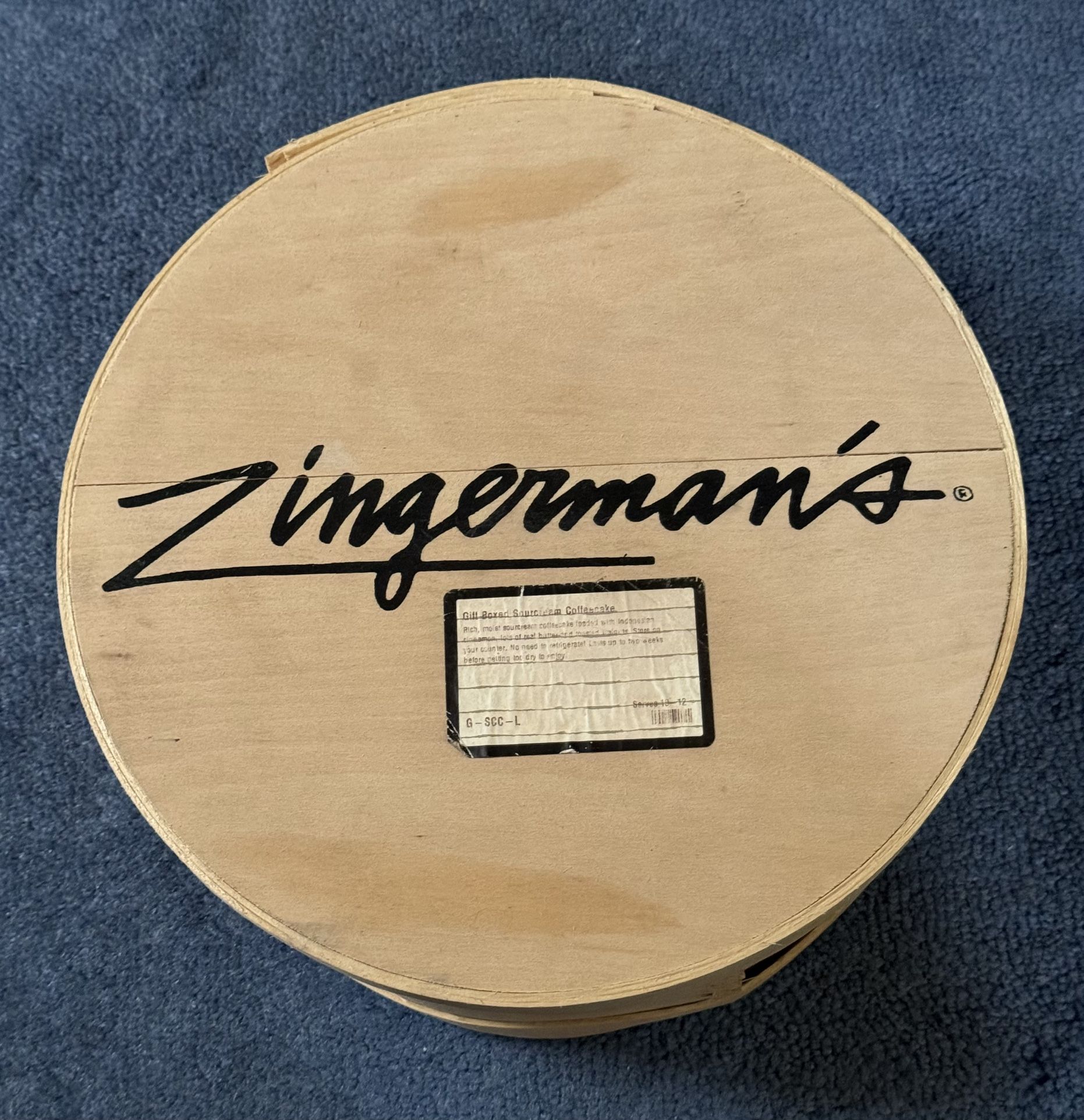 Used Zingerman’s 11” Round Wooden Box Crate