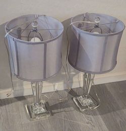 Pair of Crystal Table Lamps 24" H