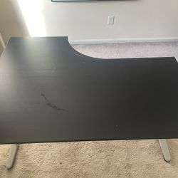 IKEA GALANT L-Shaped Corner Desk - Black Top, Adjustable Legs