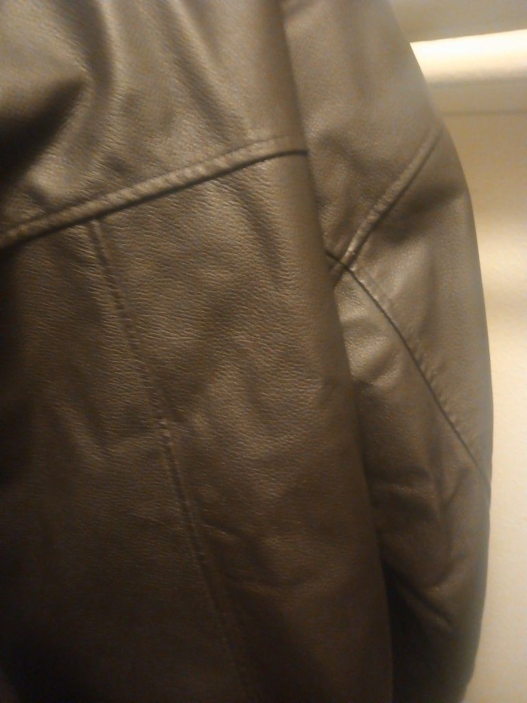 Vintage Leather Snap On Jacket