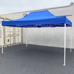 (NEW) $145 Heavy-Duty 10x15 FT Outdoor Ez Pop Up Canopy Party Tent Instant Shades w/ Carry Bag (White, Blue)