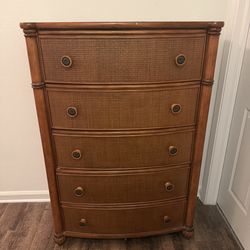 vintage coastal / boho rattan dresser