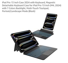 iPad Pro 13 Inch Case 2024 with Keyboard, Magnetic Detachable Keyboard Case for iPad Pro 13 Inch (M4, 2024) with 7 Colors Backlight, Multi-Touch Track