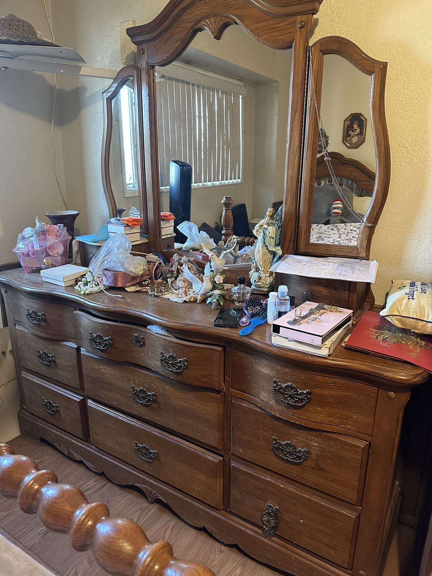 Wood Vanity With Mirror