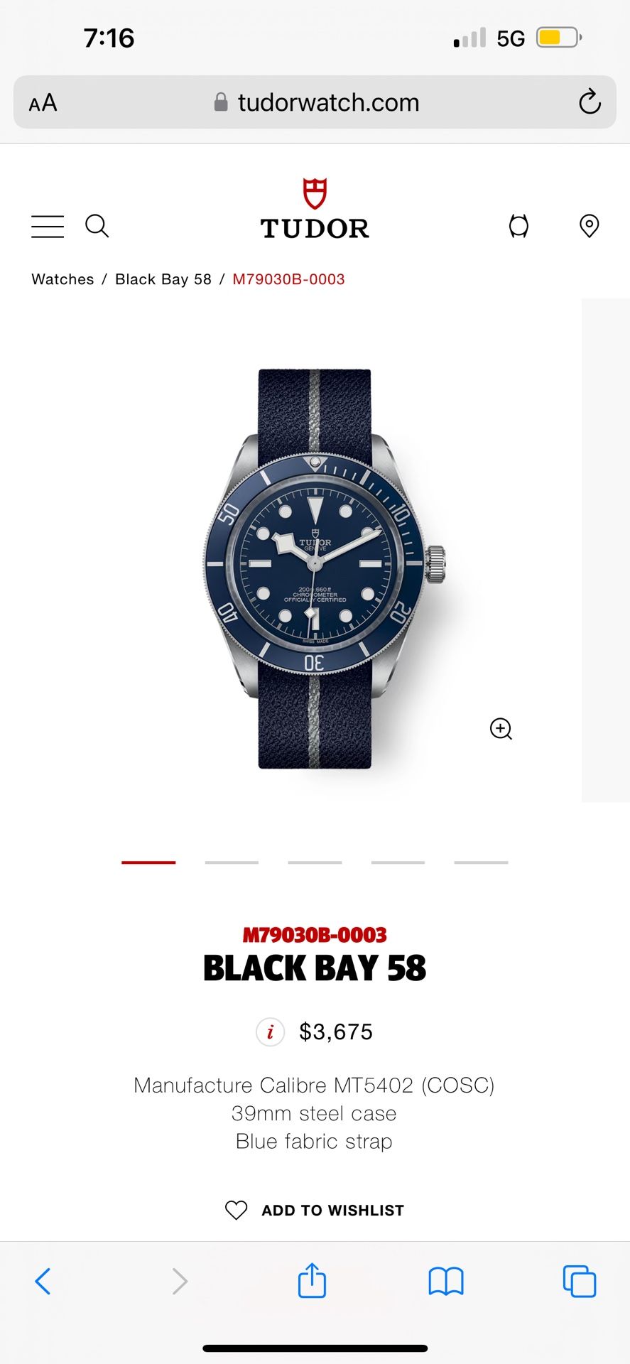 TUDOR M79030B 0003 BLACK BAY 58