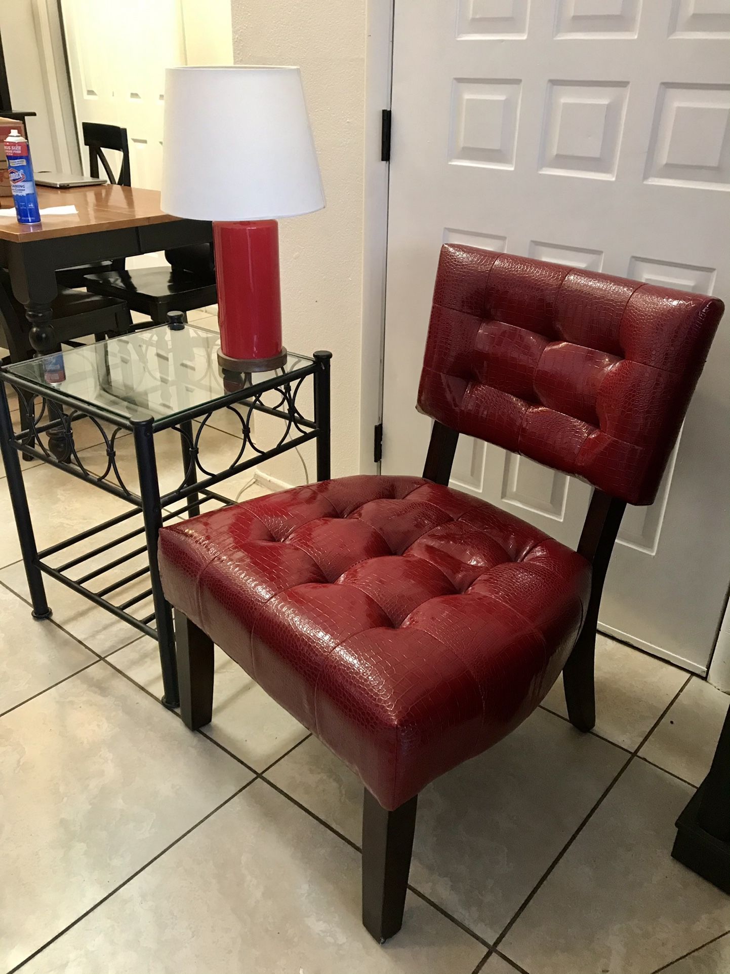 Accent Chair, Table, Lamp