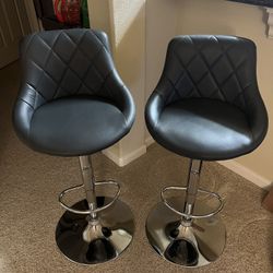 Grey Faux Leather Bar Stools 