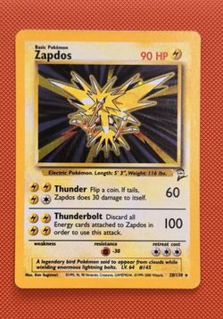 Pokemon TCG Zapdos 020/130 Base Set 2 Holo Rare - NM