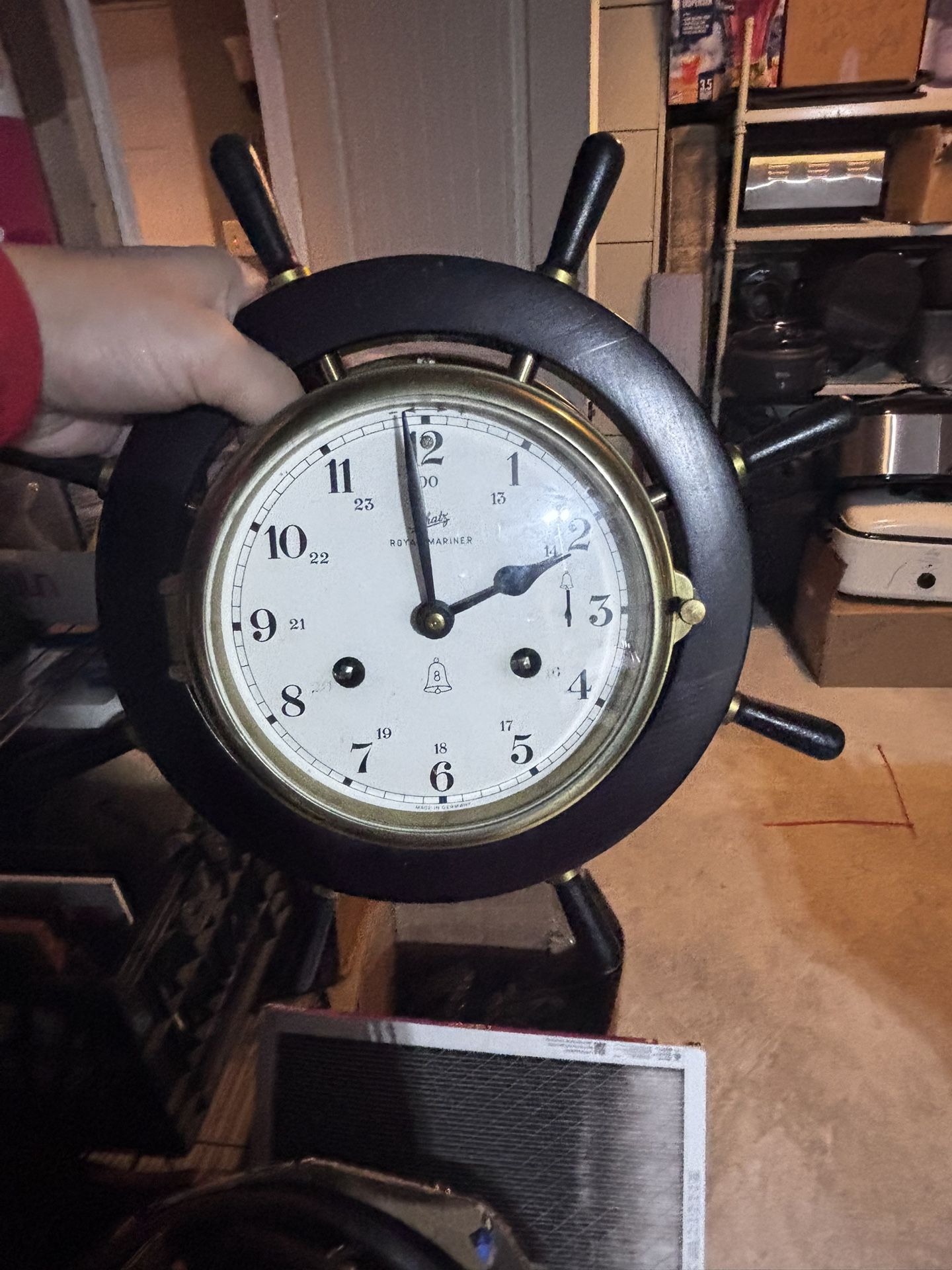 VINTAGE SCHATZ ROYAL MARINER GERMAN 8 DAY SHIP CLOCK COLLECTIBLE MARITIME