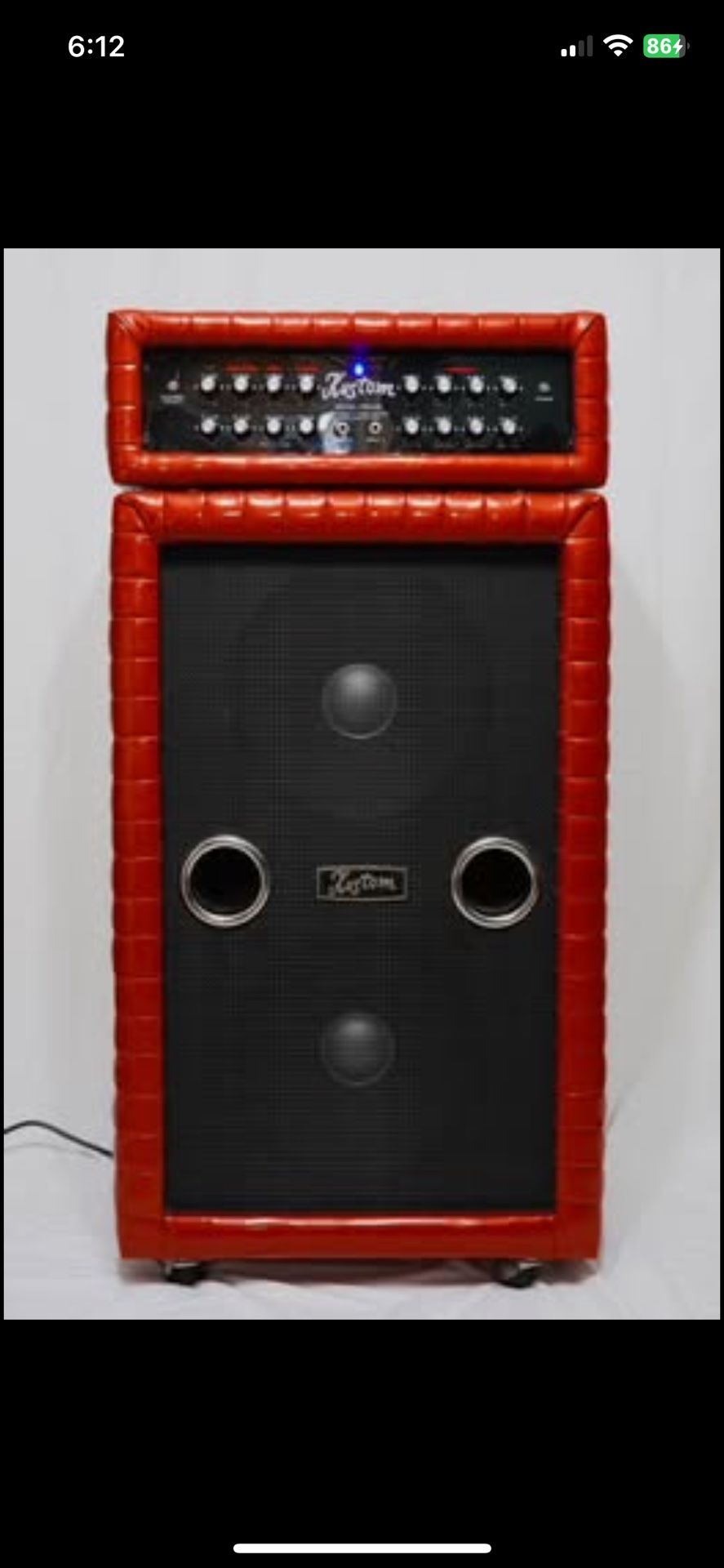 🎸Kustom TRB400 Hybrid Bass Amp + Kustom 2x15 Cab (1(contact info removed) Reissue) Red Sparkle Tuck & Roll
