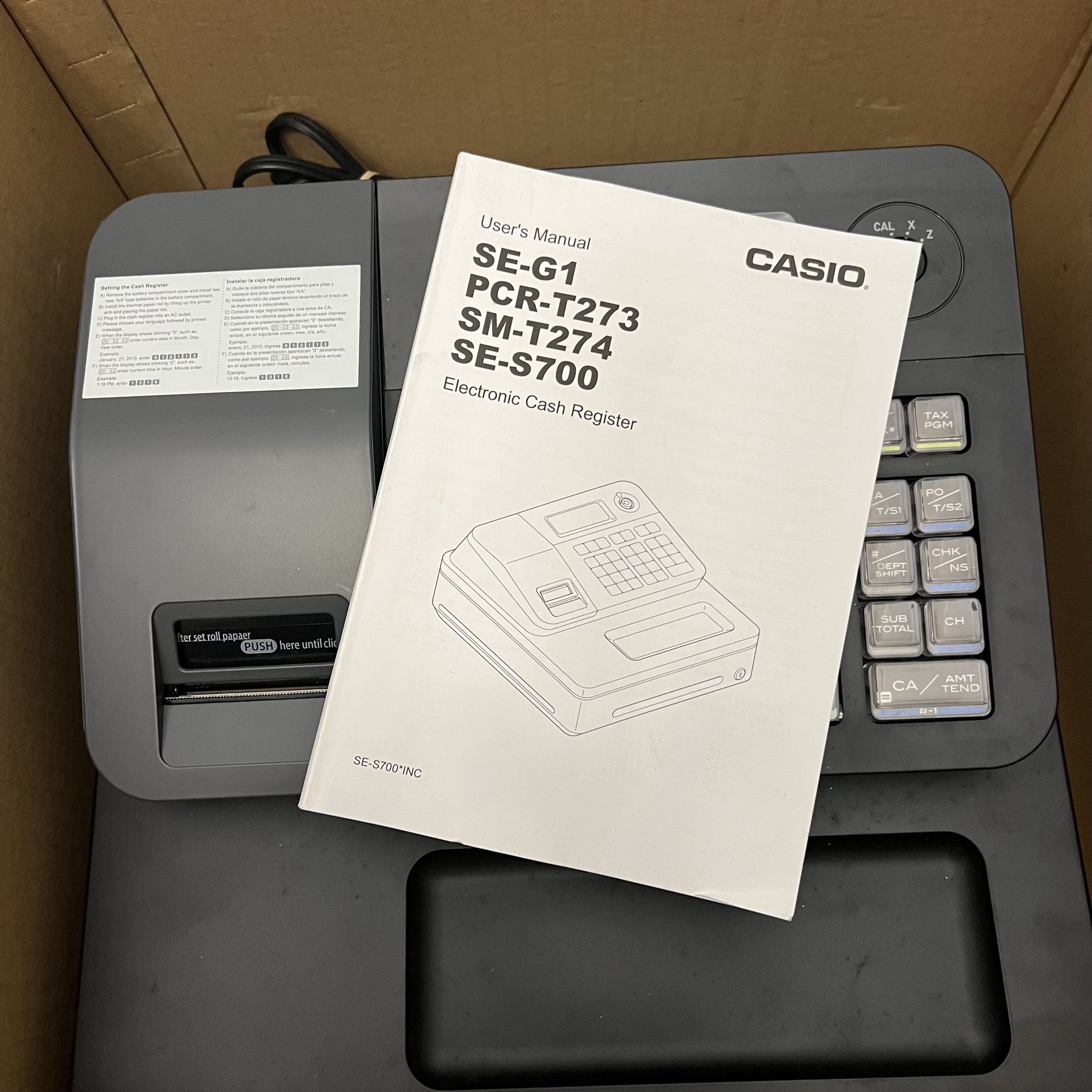 Casio PCRT273 Electronic Cash Register Tested with Drawer & Manual