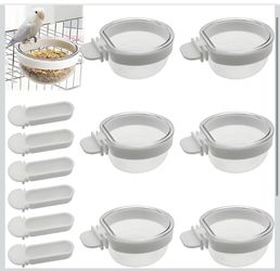 6PCS Small Bird Removable Transparent Bowl Parrot Food Feeder Hanging Seed Water Feeder Seed Water Feeders for Birds Such As Canaries and Parrots (wit