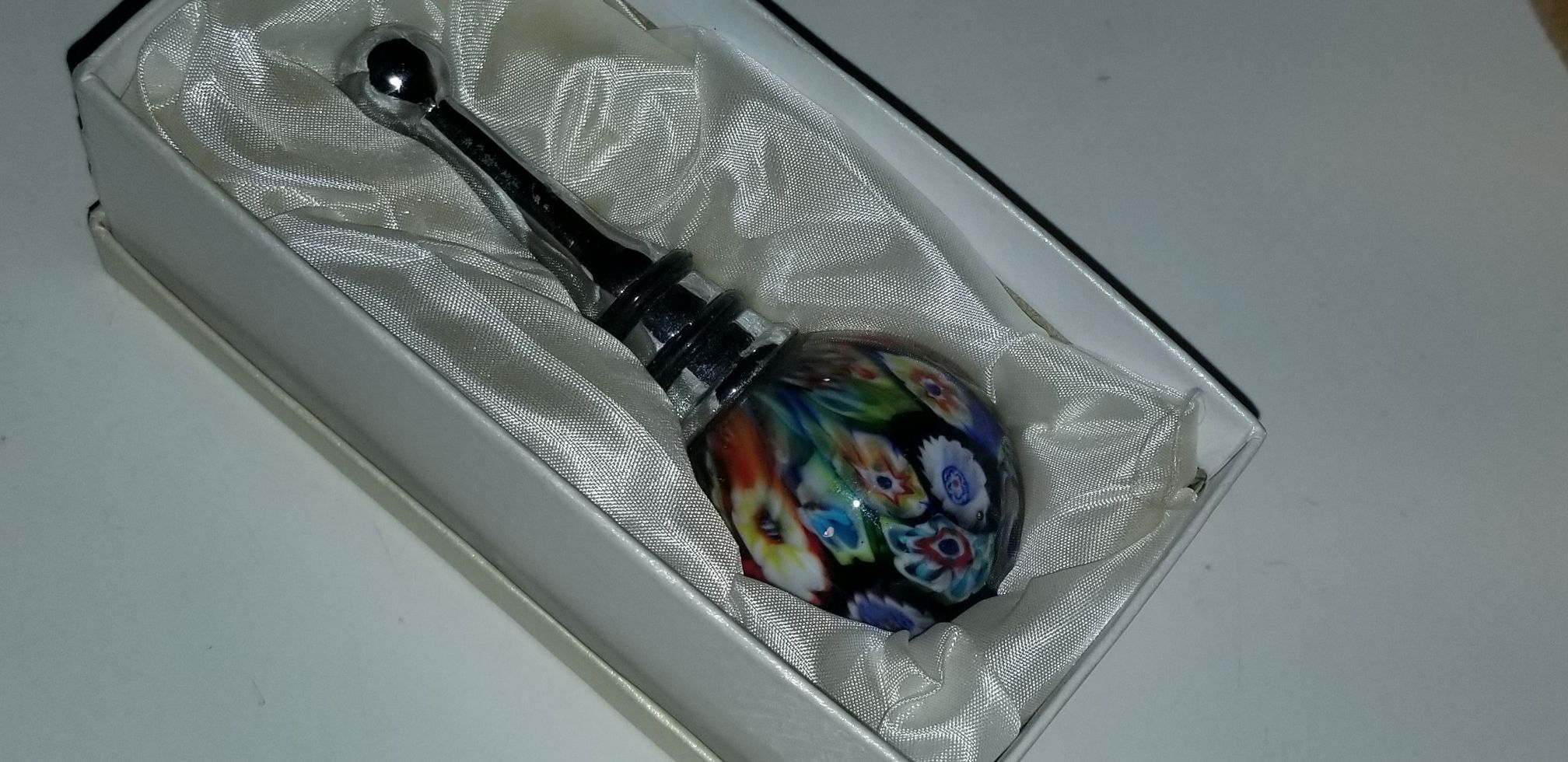 Murano millifiori blown glass bottle stopper, multicolor
