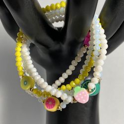 set of 5 crystal stone bracelets