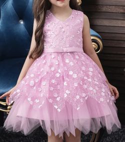 Toddler Girls 5T Pink Tutu Dress Flowers Bow