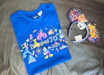 NEW Disneyland 70th Anniversary T-Shirt and Minnie Ears