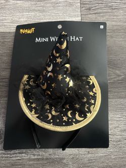 Mini Witch Hat Gold Black Halloween Costume