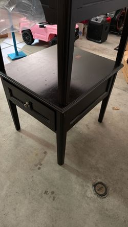 Brown Wood Nightstand with Drawer