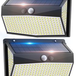 318 LED Solar Motion Sensor Lights Outdoor with 3 Lighting Modes, 270° Wide Angle Lighting, IP67 Waterproof. Wireless Security Solar Powered Flood Lig