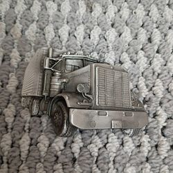 Bergamot Brass Works Semi Truck Cutout Belt Buckle Copyright '77 Pewter Tone 4"