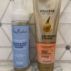 Pantene Pro-V Miracles Abundant Strong Breakage Defense Conditioner  OR Shea Moisture Manuka Honey & Yogurt Smooth & Hold Multi-Styling Mousse,