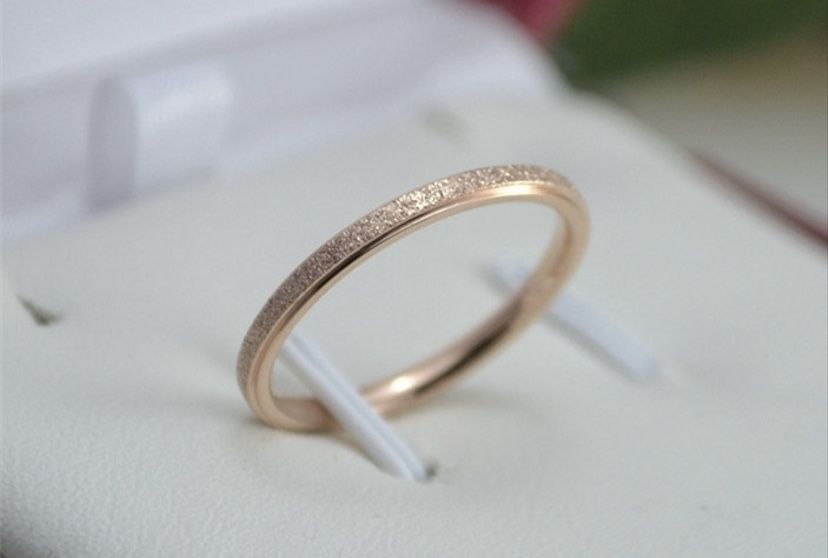 2mm 🌹 Rose Gold Sandblast ring titanium Wedding Band