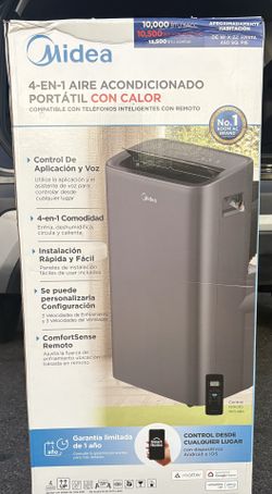 Brand New! Midea 10,000 BTU Smart Portable Air Conditioner with heat, New, Covers up to 450 Sq. ft., Gray, MAP10HS1XWGR-T