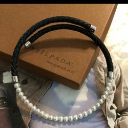 SILPADA PEARLS & LEATHER CORD CHOKER
