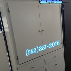 New White Tall Jumbo Armoire 2 Door & 6 Drawers