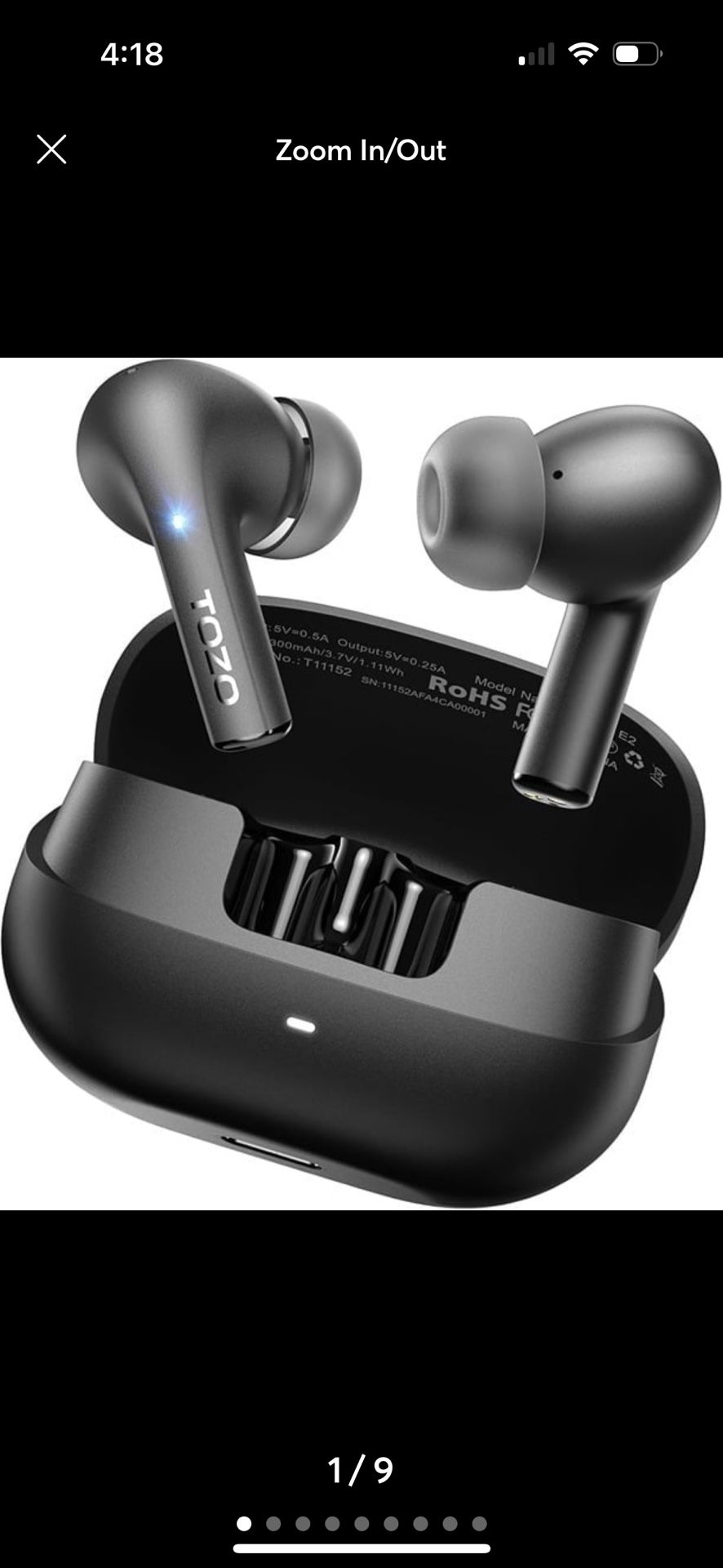 TOZO E2 Wireless Earbuds with 2 Mics AI Call Noise Cancellation
