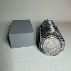 10 Circulated Morgan Dollars Silver (Ait-Tite Holders & Case)
