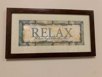 Framed “relax” wall art