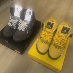 Off White Jordan 5 Muslin / Jordan 4 Thunder 