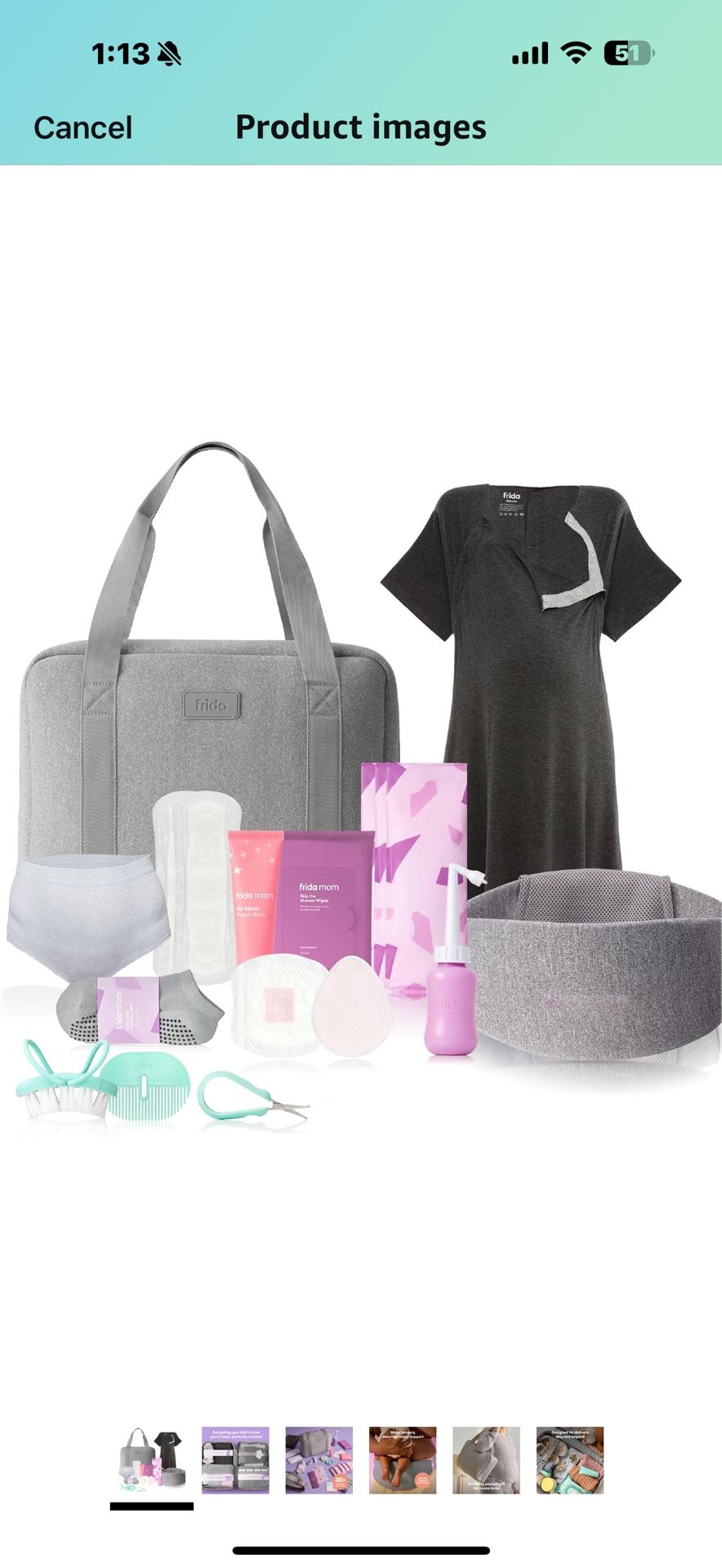 Frida Mom Pre-Packed Hospital & Diaper Bag Essentials, C-Section Delivery, Recovery, & Newborn Grooming Kit in One, Easy to Organize with Removable To