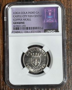 NGC Genuine Coca-Cola Indio CA Castle City Fun Center Token Copper Nickel Pinball Collection