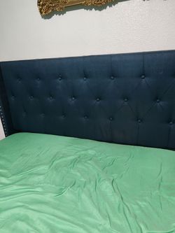 Teal Blue Tufted Upholstered Headboard