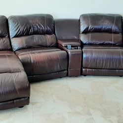 Leather Sectional Recliner Sofa