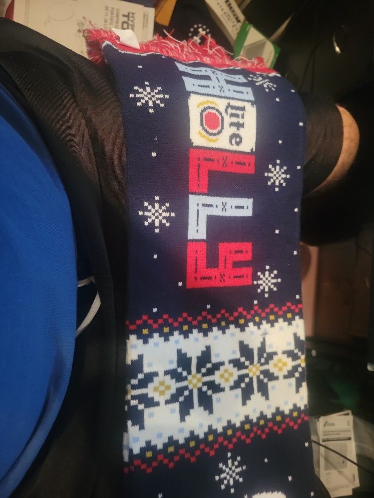Fringed Holly Jolly Miller Lite Ugly Scarf