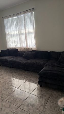 Black corduroy sofa