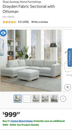Costco sofa Synergy Home Furnishings Drayden Fabric Sectional With Ottoman-Geeat Condition