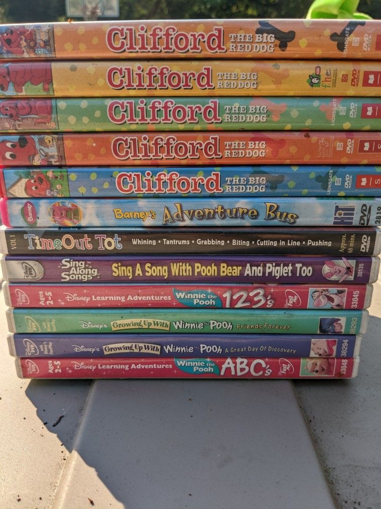 Lot Of Clifford, Barney, Disney DVDs